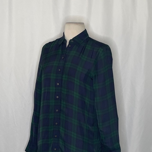 NWT!! J. CREW Drapey Button-Up Shirt Black Watch Tartan Plaid XXS XX-Small - Picture 8 of 15